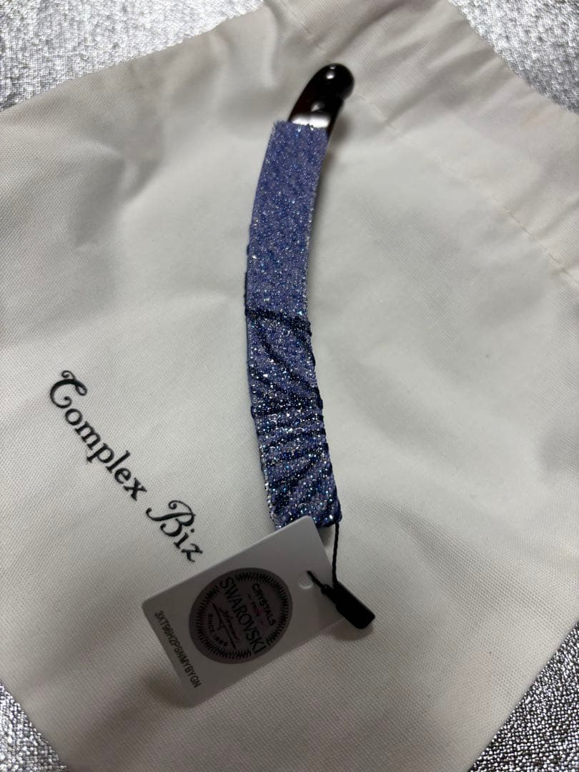 新品未使用コンプレックスビズSwarovski ラメ入りパープル系バナナクリップ