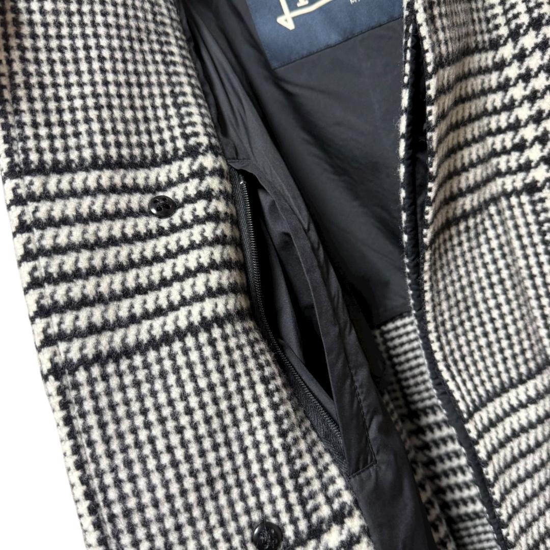 未使用 現行タグ HERNO 上質ウール グレンチェック柄ステンカラーコート