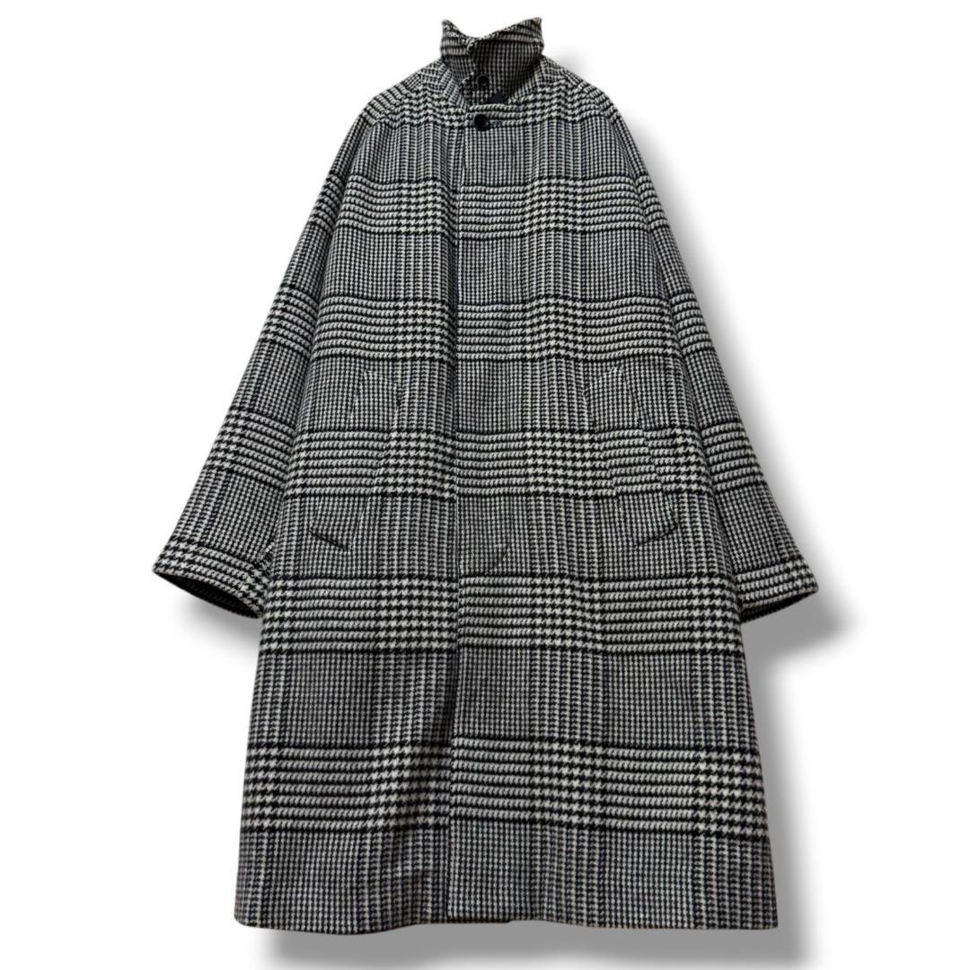 未使用 現行タグ HERNO 上質ウール グレンチェック柄ステンカラーコート