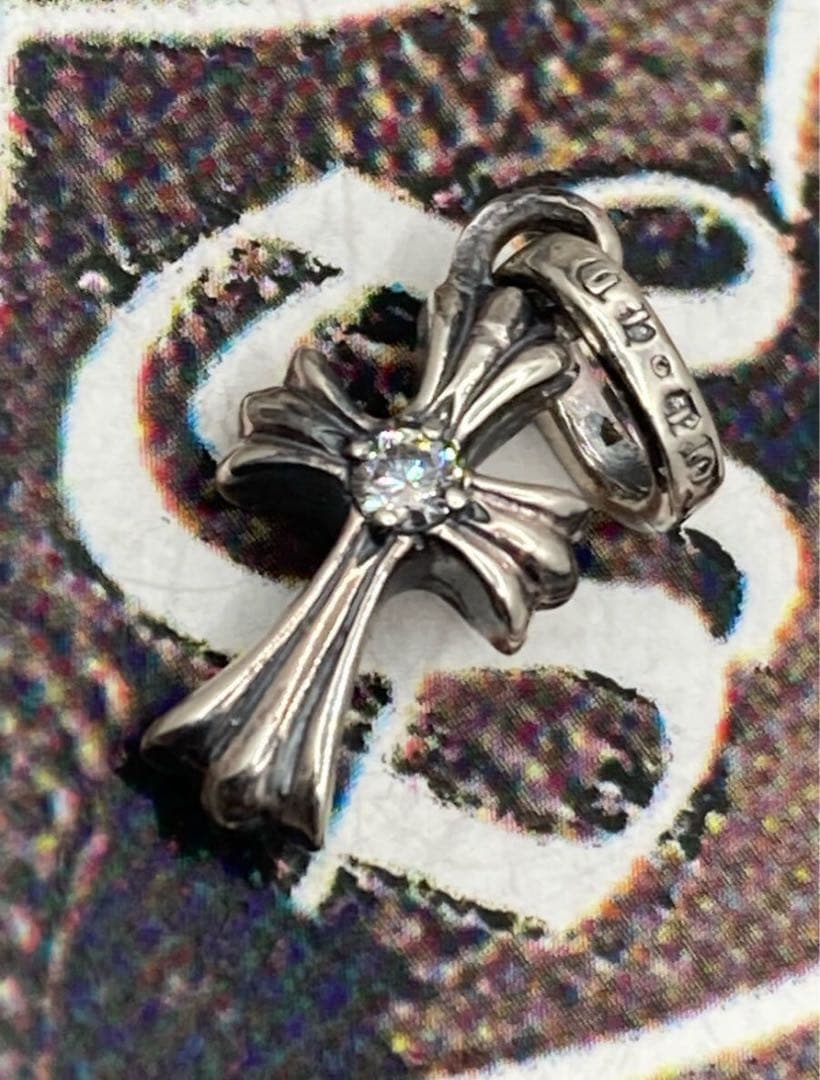 クロムハーツ　クロス　ベビーファット　チャーム　シルバー925天然パヴェ