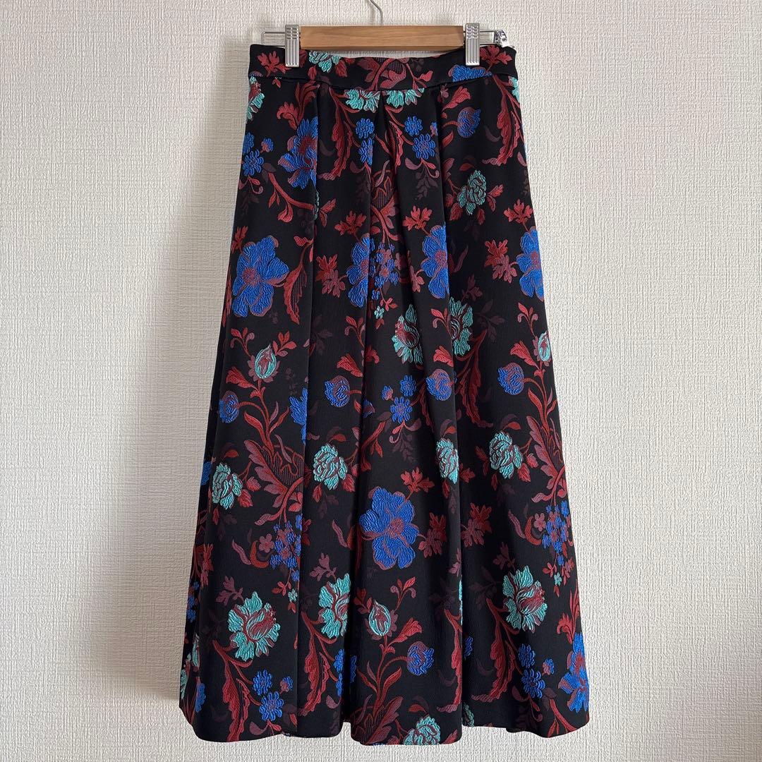 グレースコンチネンタル　花柄 刺繍 スカート　38