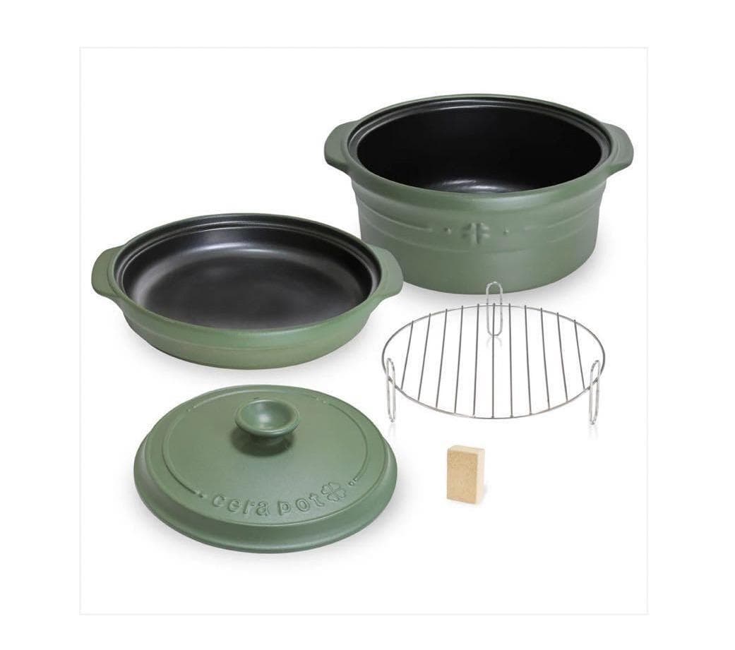 M1499 【未使用】セラポット モスグリーン 26cm 5点セット