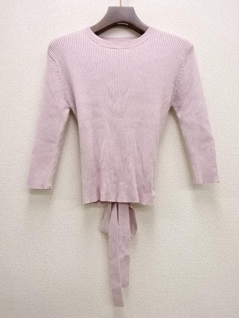 sheller シェリエ バックレースアップ ニット　ピンク