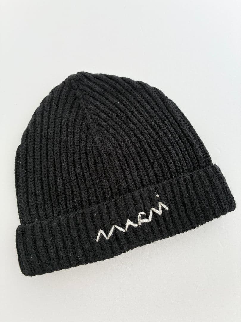 大人もOK! Marni マルニ .刺繍ロゴ リブ ニット帽 ニットキャップ