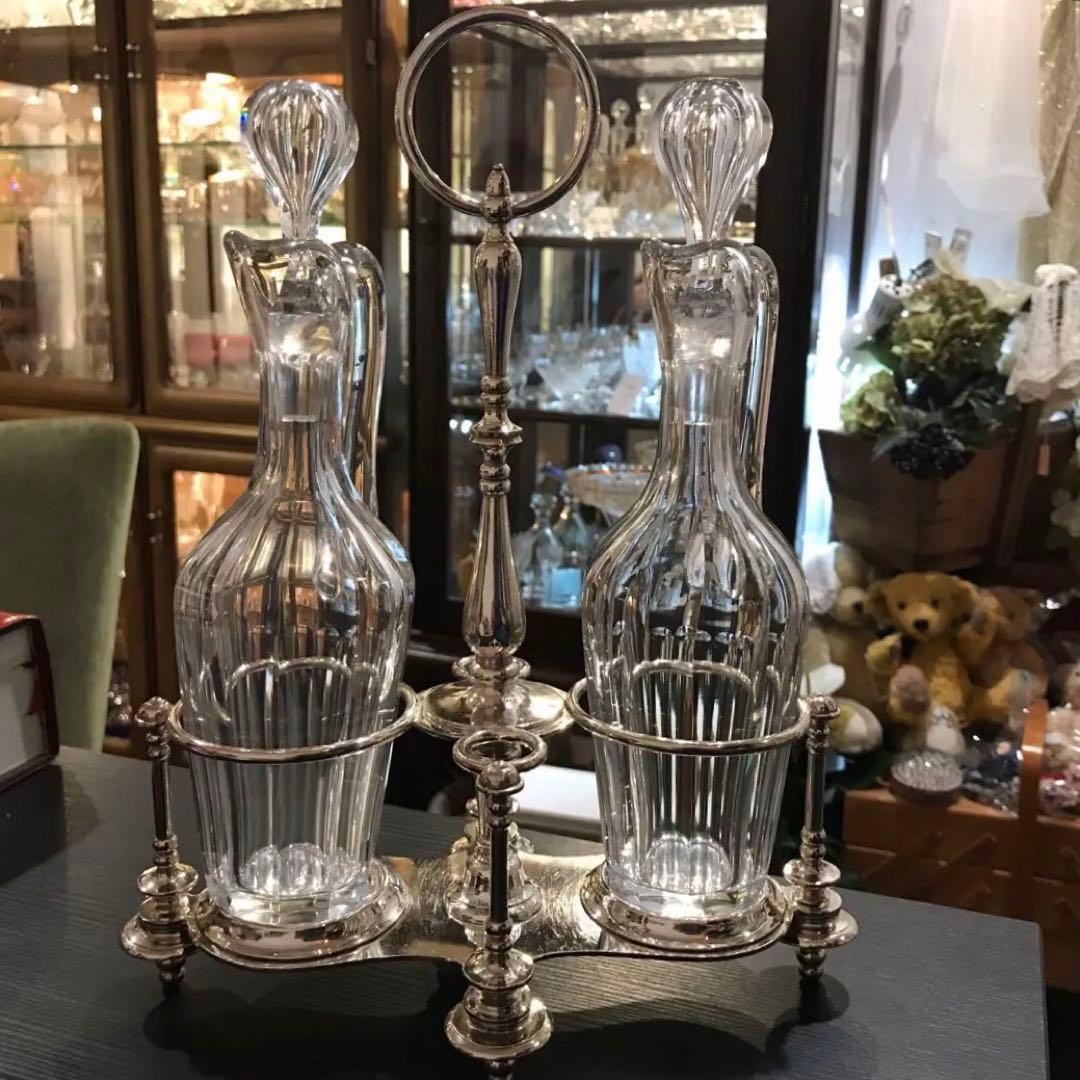 美しい輝きオールドバカラBaccaratクルーエット調味料入れ&クリストフル稀少