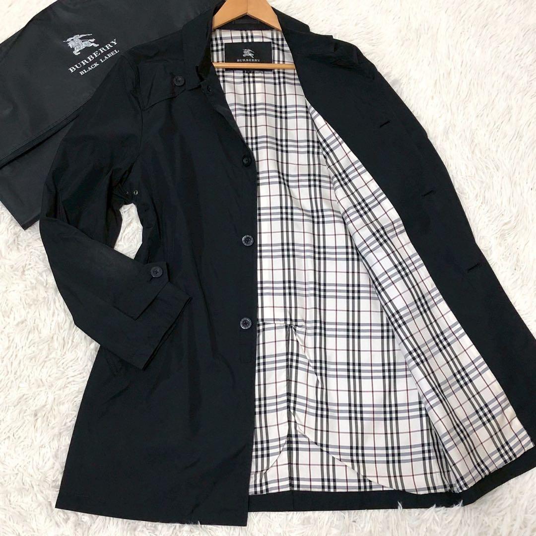 良品◎ノバチェック◎Burberry Black Label ステンカラーコート