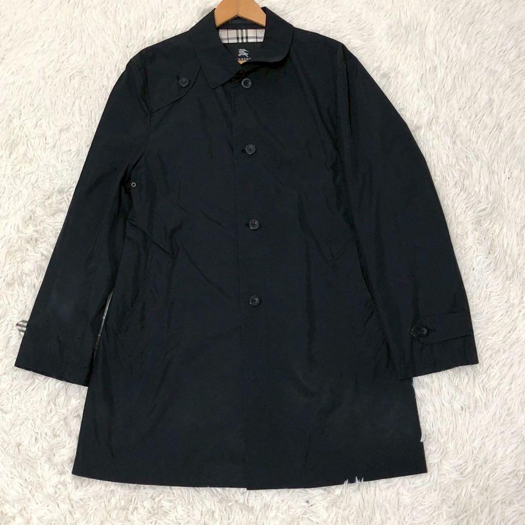 良品◎ノバチェック◎Burberry Black Label ステンカラーコート