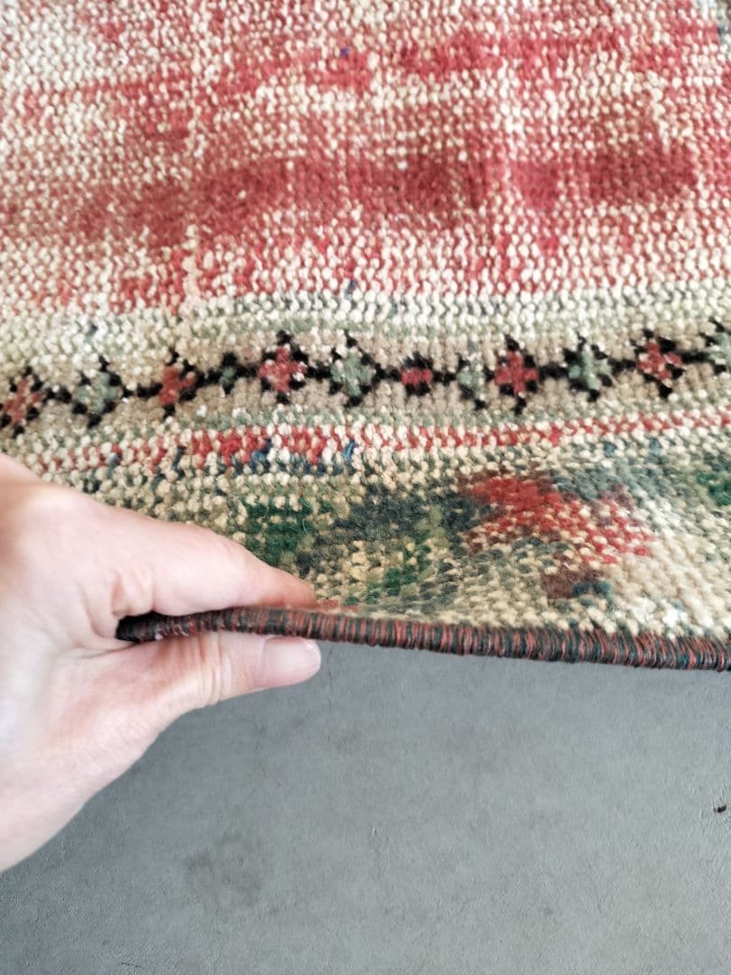 大判/シャビーレッドのヴィンテージトルコラグ　No750