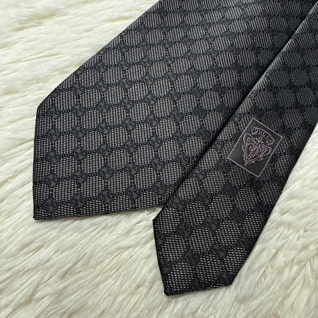 【未使用級】GUCCI グッチ　ネクタイ　高級シルク　ジャガード　GG柄