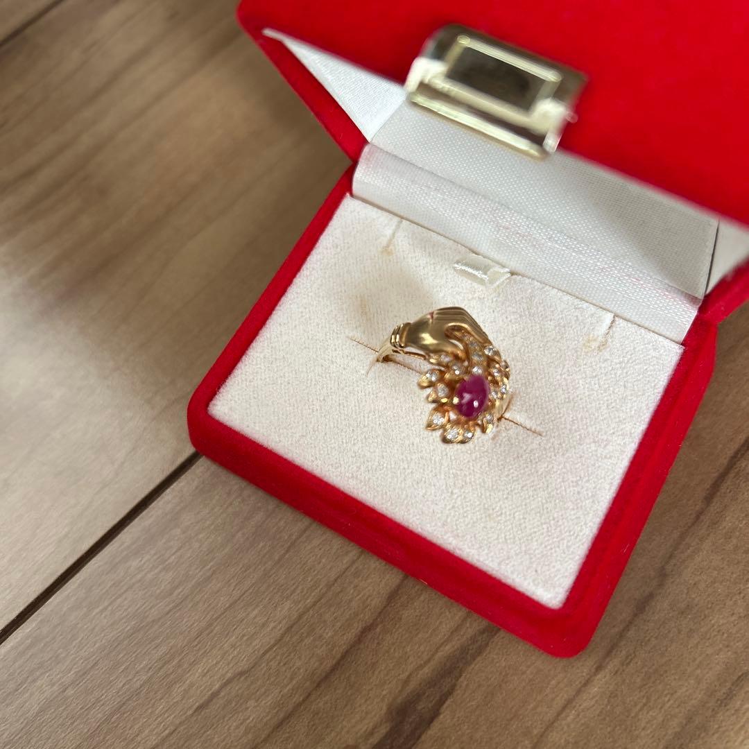 K18花デザインリング