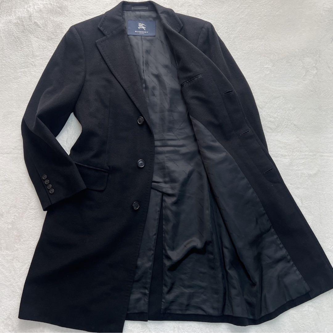 バーバリーロンドン　チェスターコート　カシミヤ　シルク　ブラック
