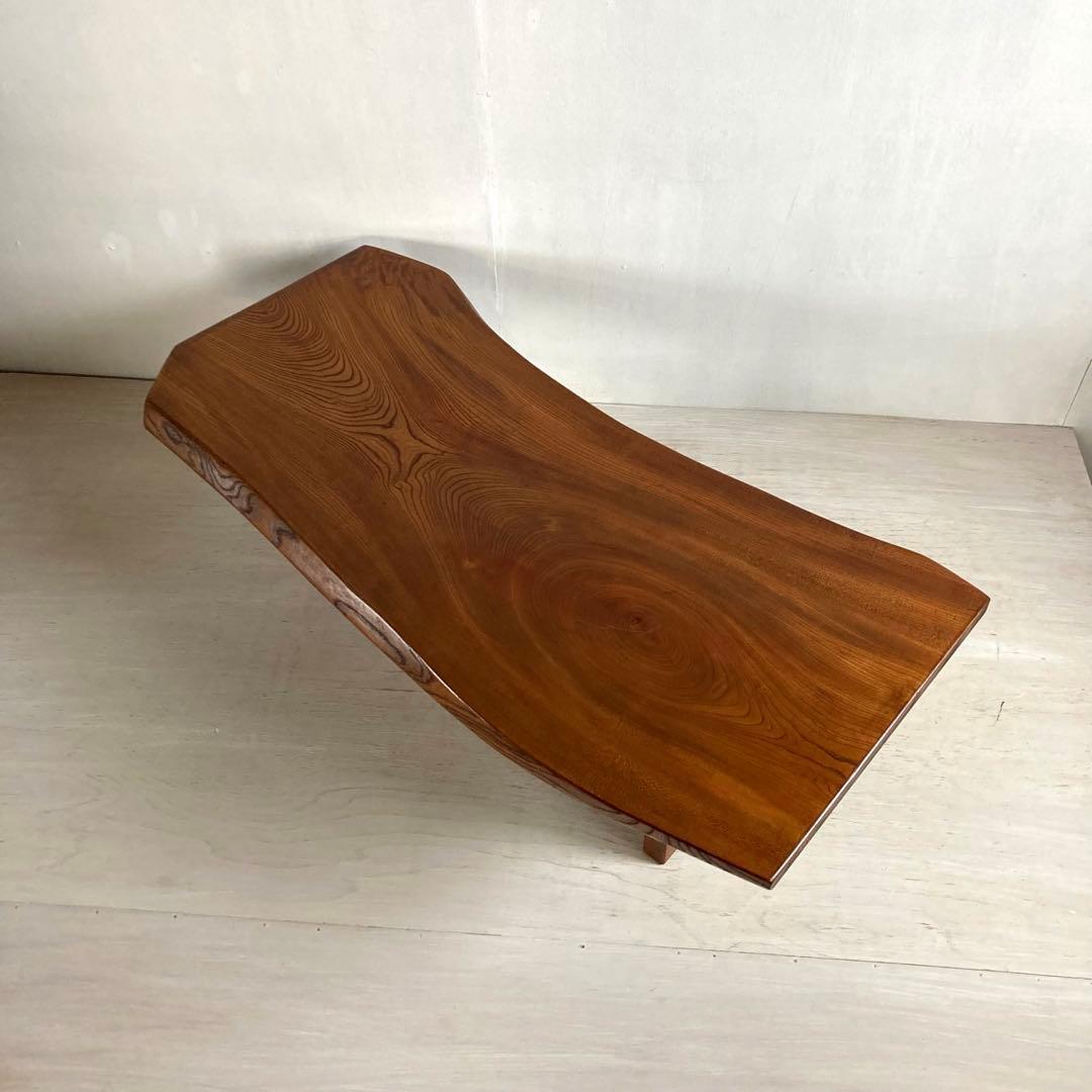 古い木製 テーブル けやき 欅 一枚板 耳付き