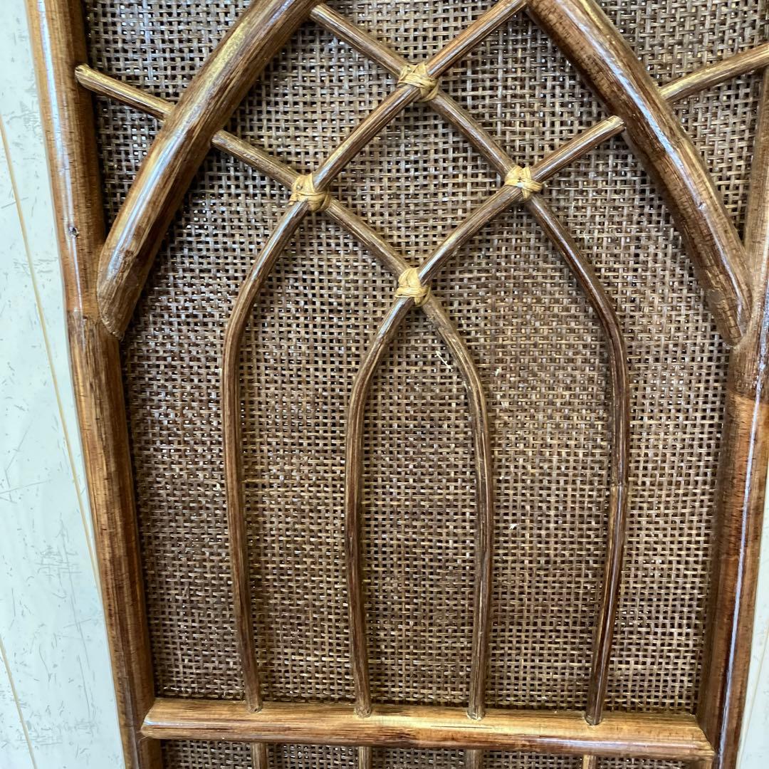 昭和レトロ エスニック ラタン 3連 パーテーション 間仕切り 仕切り