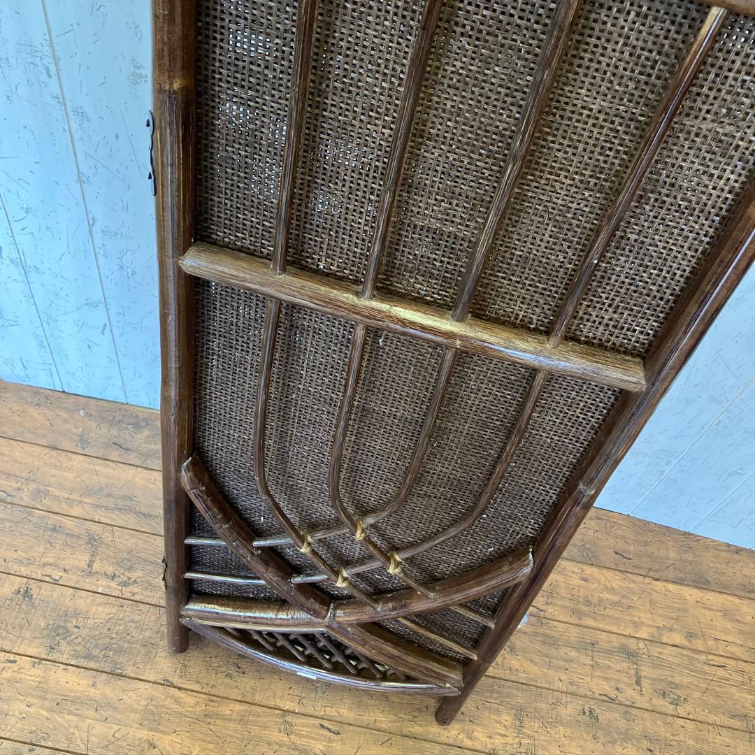 昭和レトロ エスニック ラタン 3連 パーテーション 間仕切り 仕切り