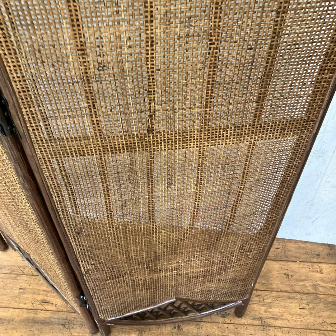 昭和レトロ エスニック ラタン 3連 パーテーション 間仕切り 仕切り