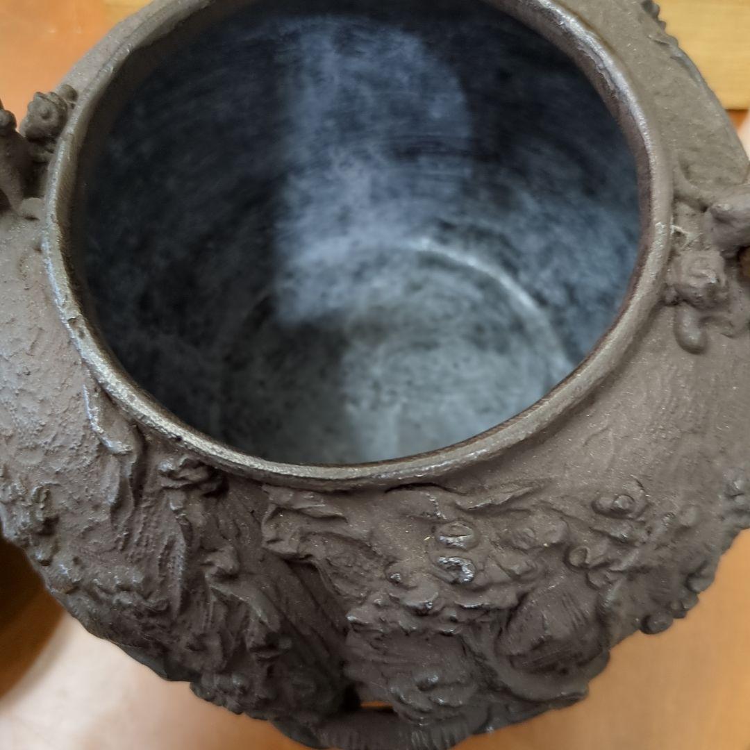 鉄瓶　亀文堂　茶道具　銀つまみ　茶道　煎茶道具　木箱　鉄