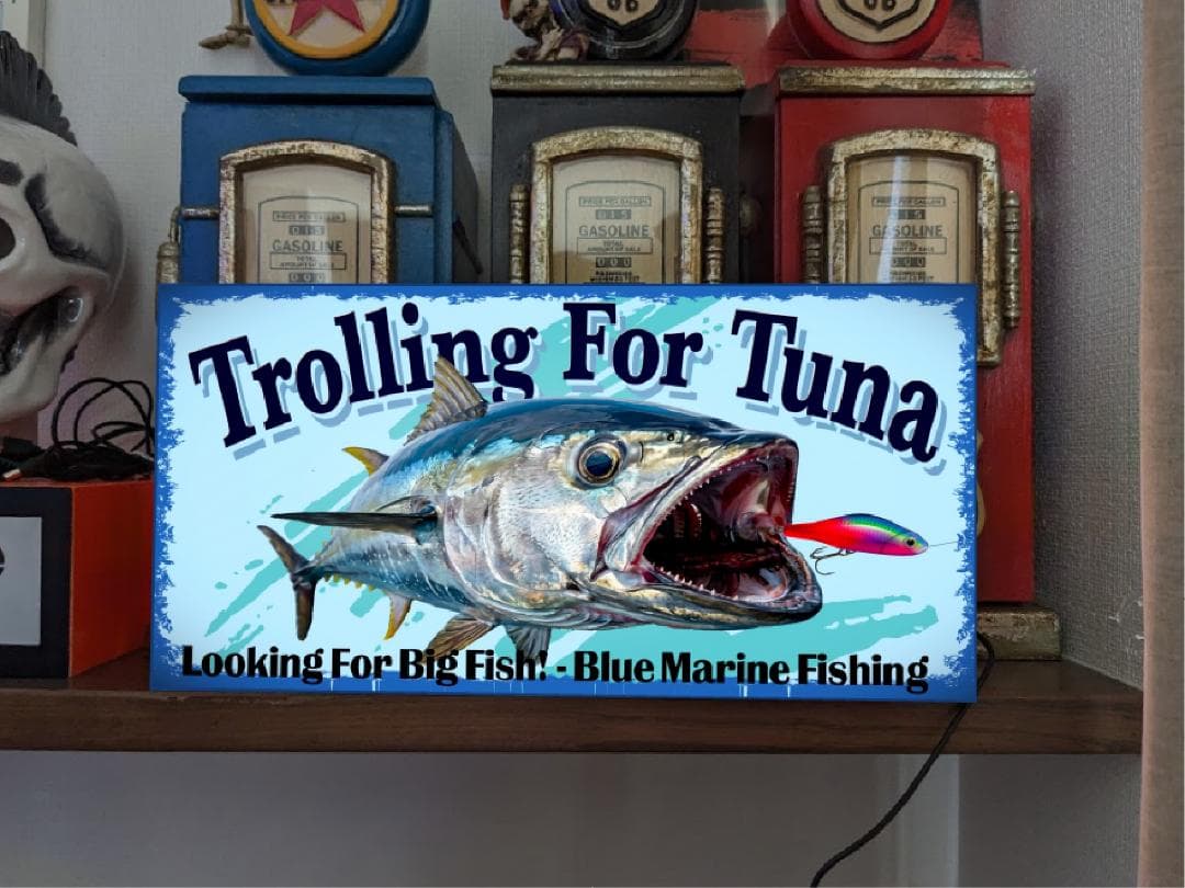 マグロ まぐろ ゲーム ルアーフィッシング 釣り 看板 置物 雑貨 ライトBOX