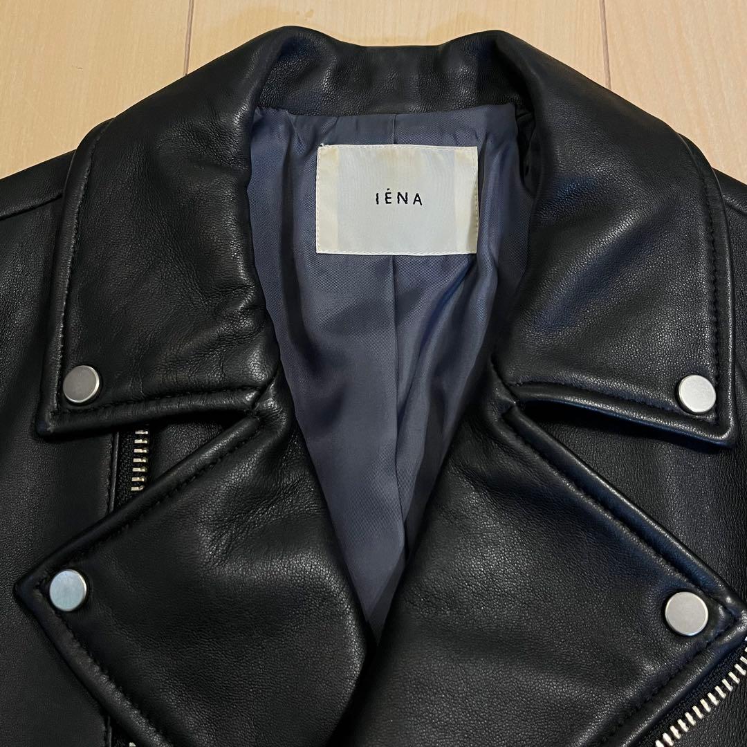 IENA ラムライダースブルゾン 38