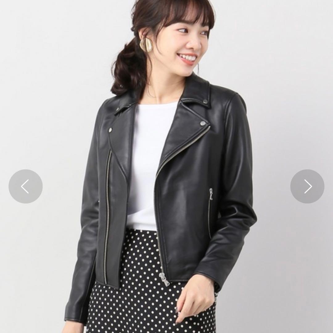 IENA ラムライダースブルゾン 38