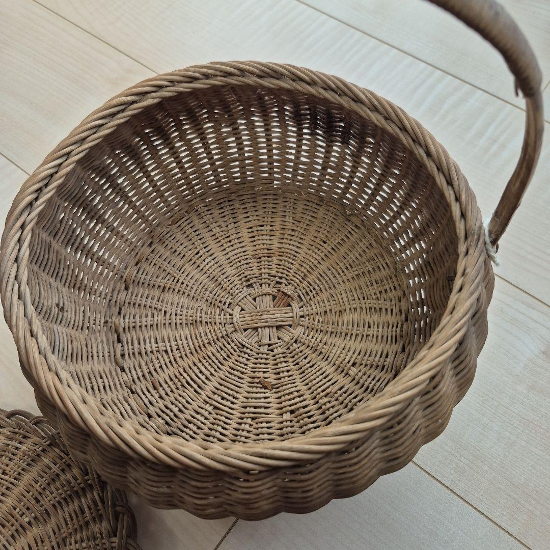 フランスアンティークレース付き　かご　パニエ