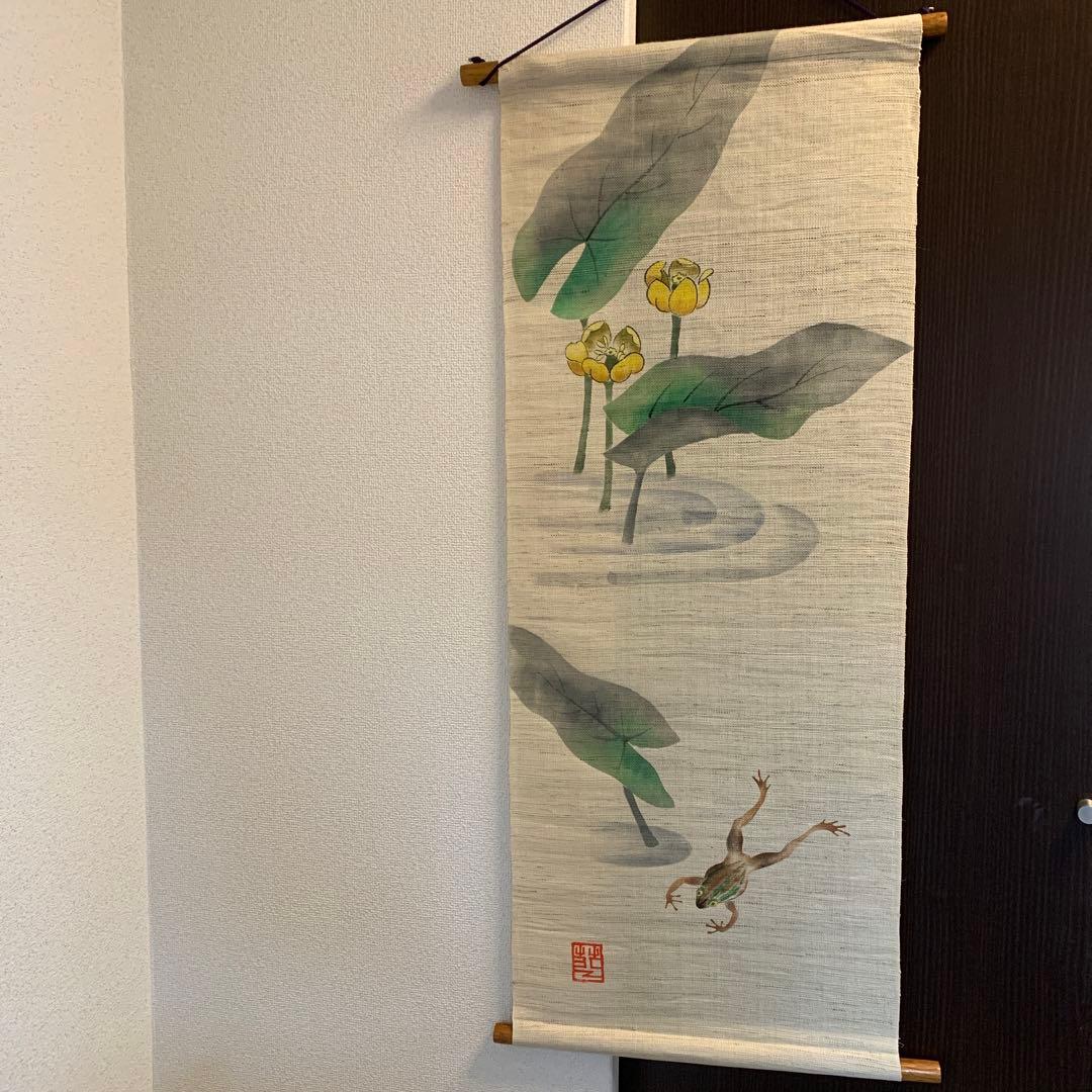 麻　タペストリー　手描き