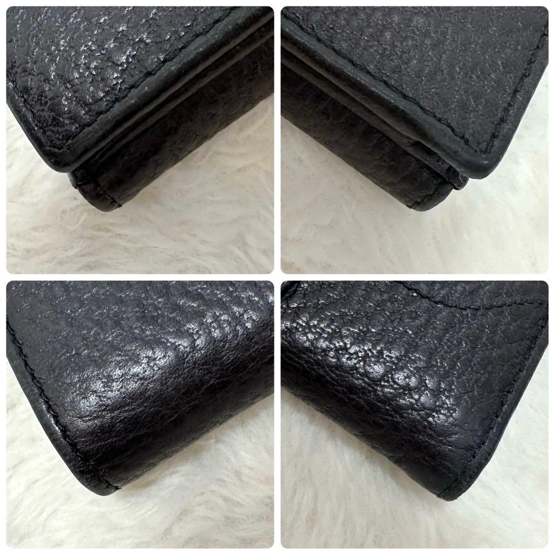 GUCCI グッチ 2つ折り財布 レザー ニュージャッキー シボ革 ゴールド金具