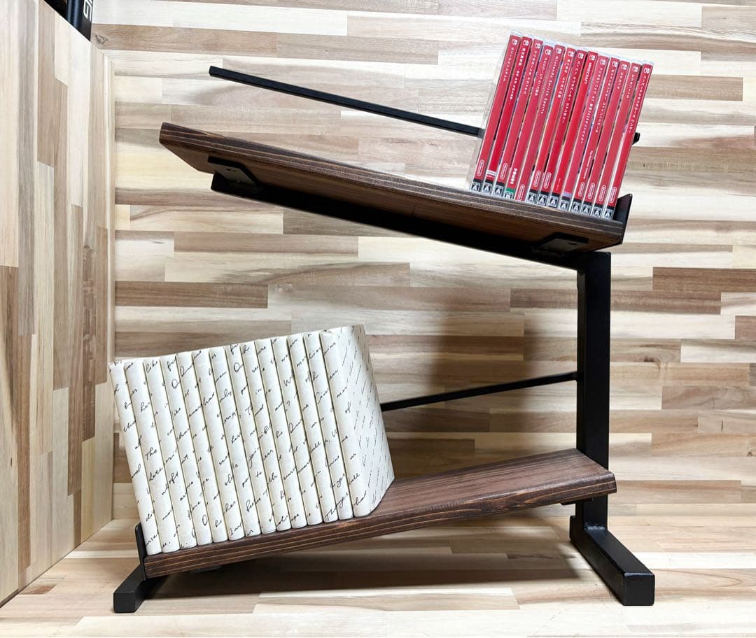 アイアン斜めアート本棚、ブックスタンド