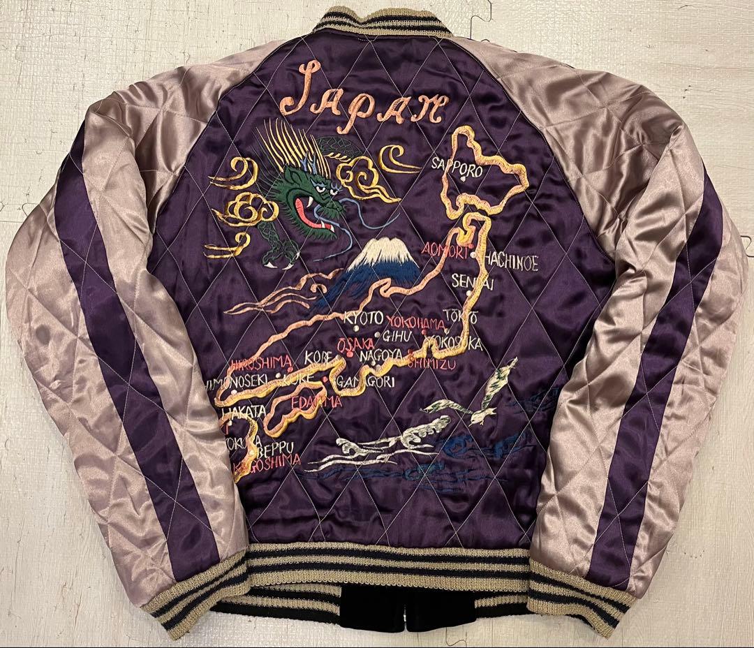 別珍　テーラー東洋　スカジャン　黒×紫　鹿　龍　富士　日本地図　アラスカジャン