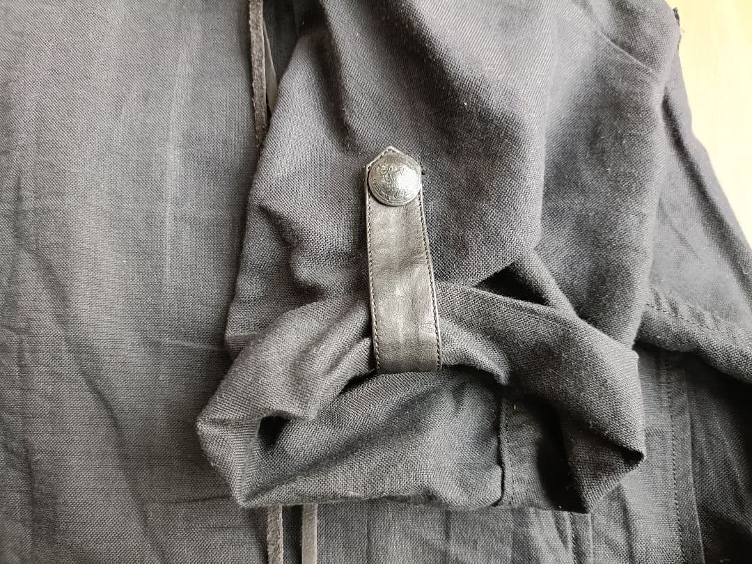 5351プール・オム ポンチョ付き半袖ワークシャツ 両腕と背中にレザー部分有り