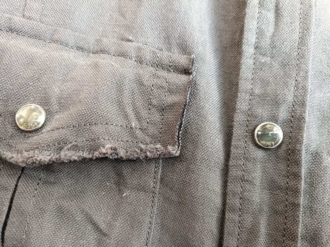 5351プール・オム ポンチョ付き半袖ワークシャツ 両腕と背中にレザー部分有り