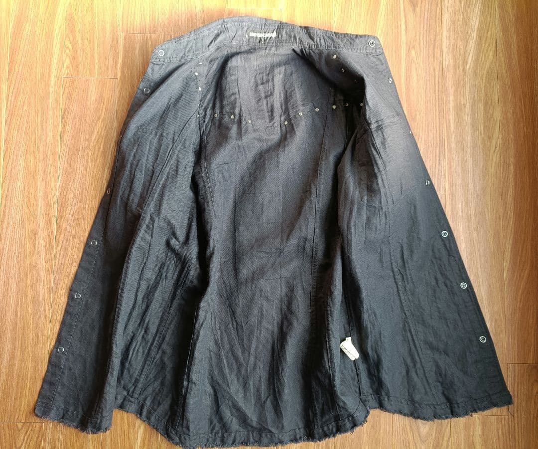 5351プール・オム ポンチョ付き半袖ワークシャツ 両腕と背中にレザー部分有り