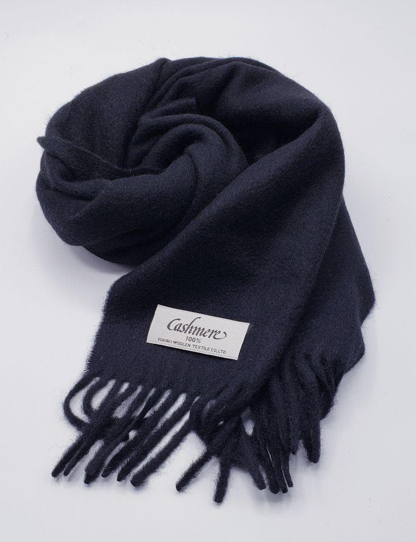 新品 最高級カシミヤ100% 深喜毛織製 日本製マフラー ブラック FUKAKI