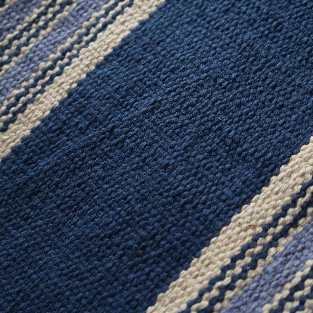 聖林公司　ラグマット + 玄関マット　インディゴストライプ ラグセット