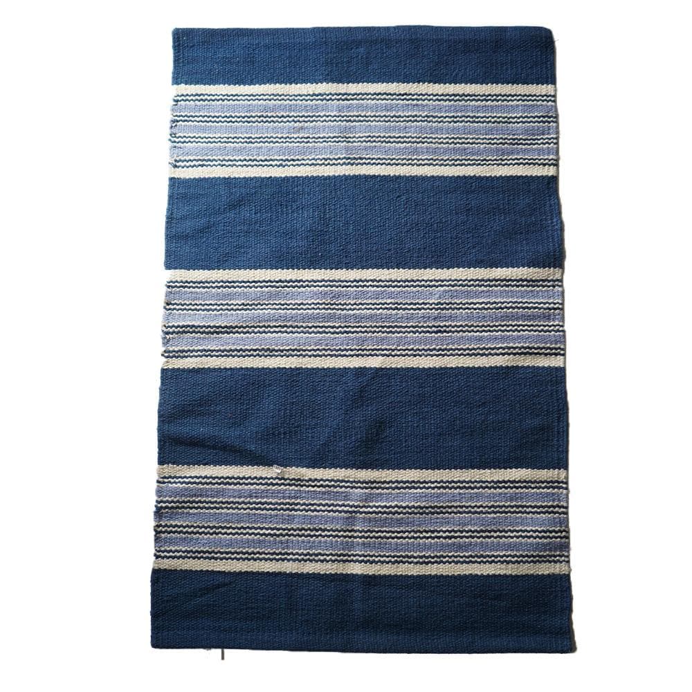 聖林公司　ラグマット + 玄関マット　インディゴストライプ ラグセット