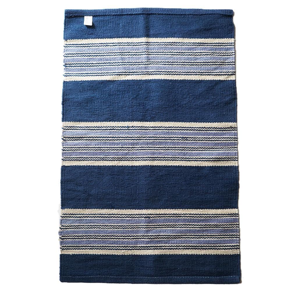 聖林公司　ラグマット + 玄関マット　インディゴストライプ ラグセット