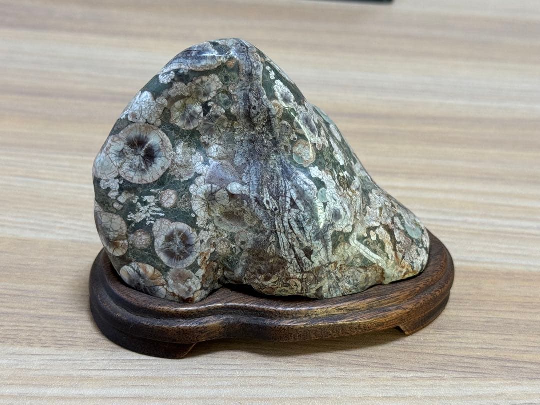 梅花石 鑑賞石 紋様石 花模様 花石 山型石 遠山石 緑石 天然石 インテリア