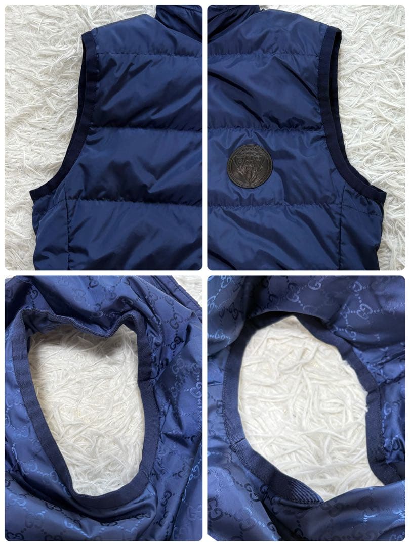【希少 極美品】 GUCCI ダウンベスト クレスト GG 総柄 ネイビー 40