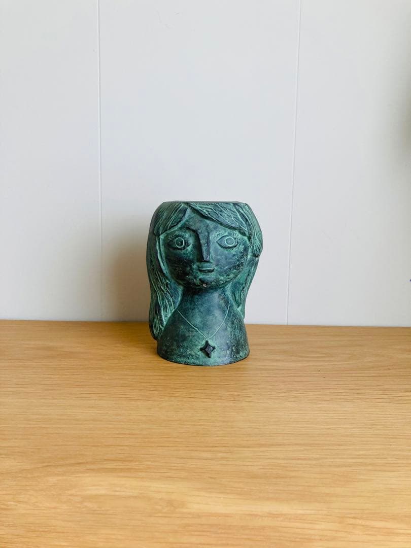 植木力 ブロンズ 花瓶 彫刻家 フラワーベース 北欧 銘有