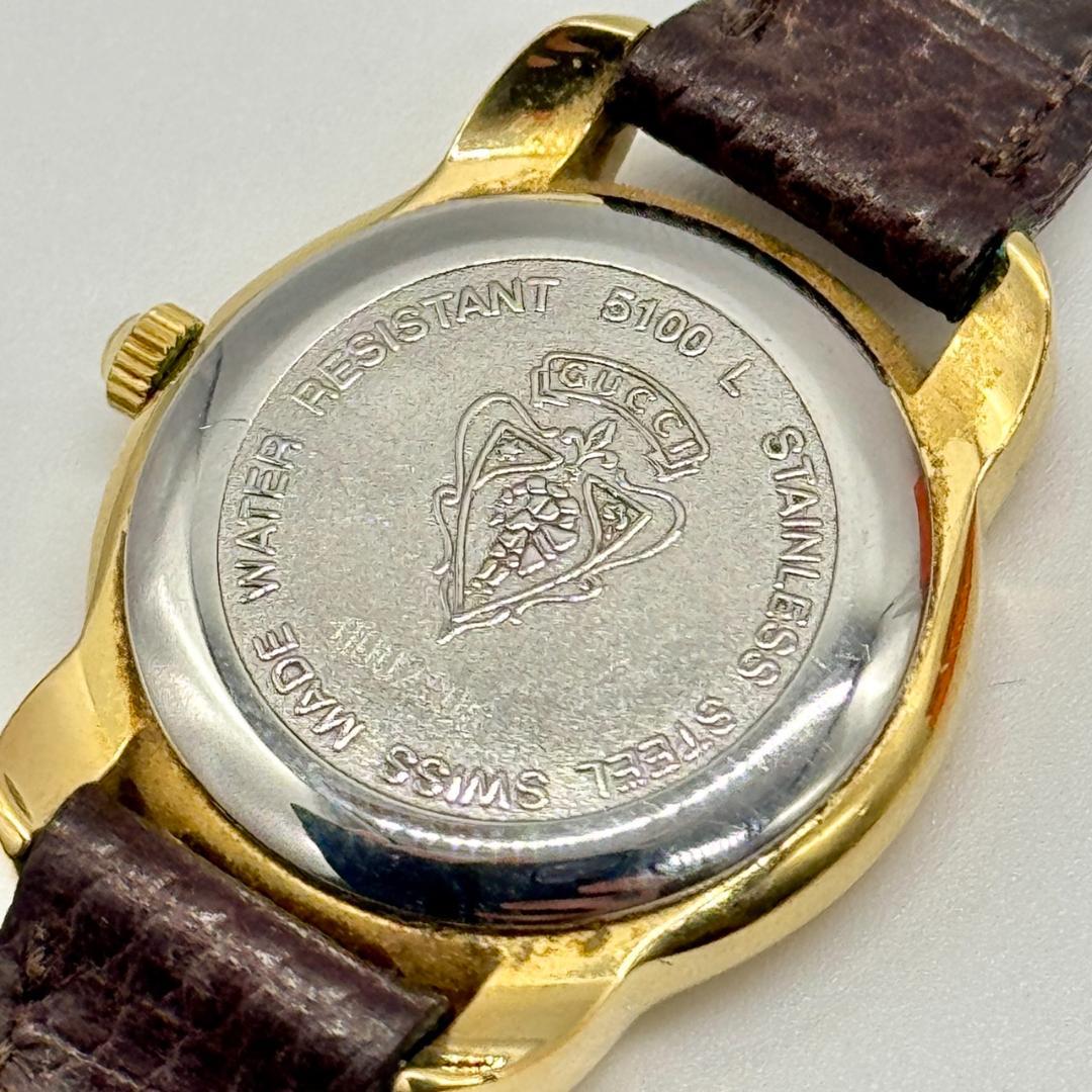 稼働品 GUCCI グッチ 腕時計 黒文字盤 クォーツ ２針 5100L