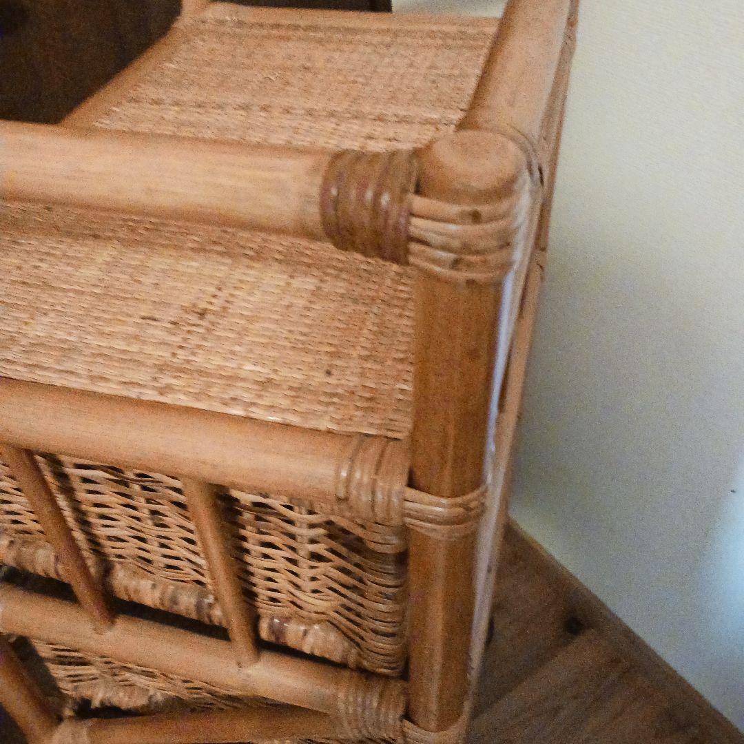 ラタン　　収納棚　　４段　　藤家具　　　　キャスター付き