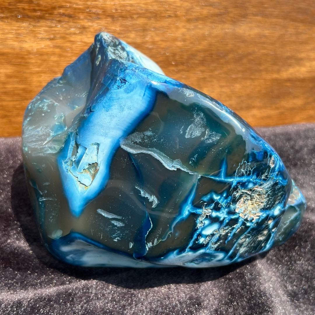 ✳️特大✨癒される色模様✨ブルーメノウ 青瑪瑙 原石 天然石 パワーストーン 置物