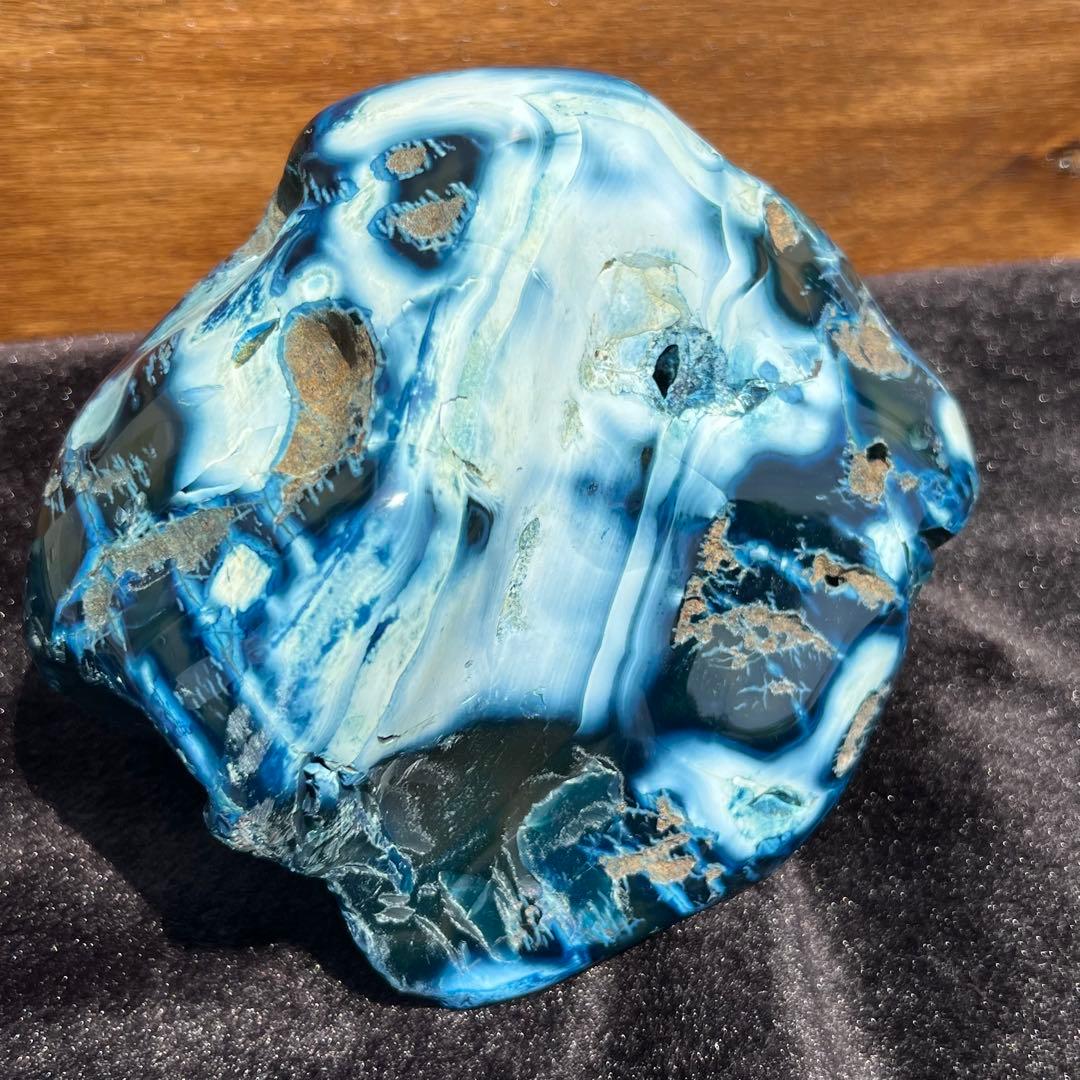 ✳️特大✨癒される色模様✨ブルーメノウ 青瑪瑙 原石 天然石 パワーストーン 置物