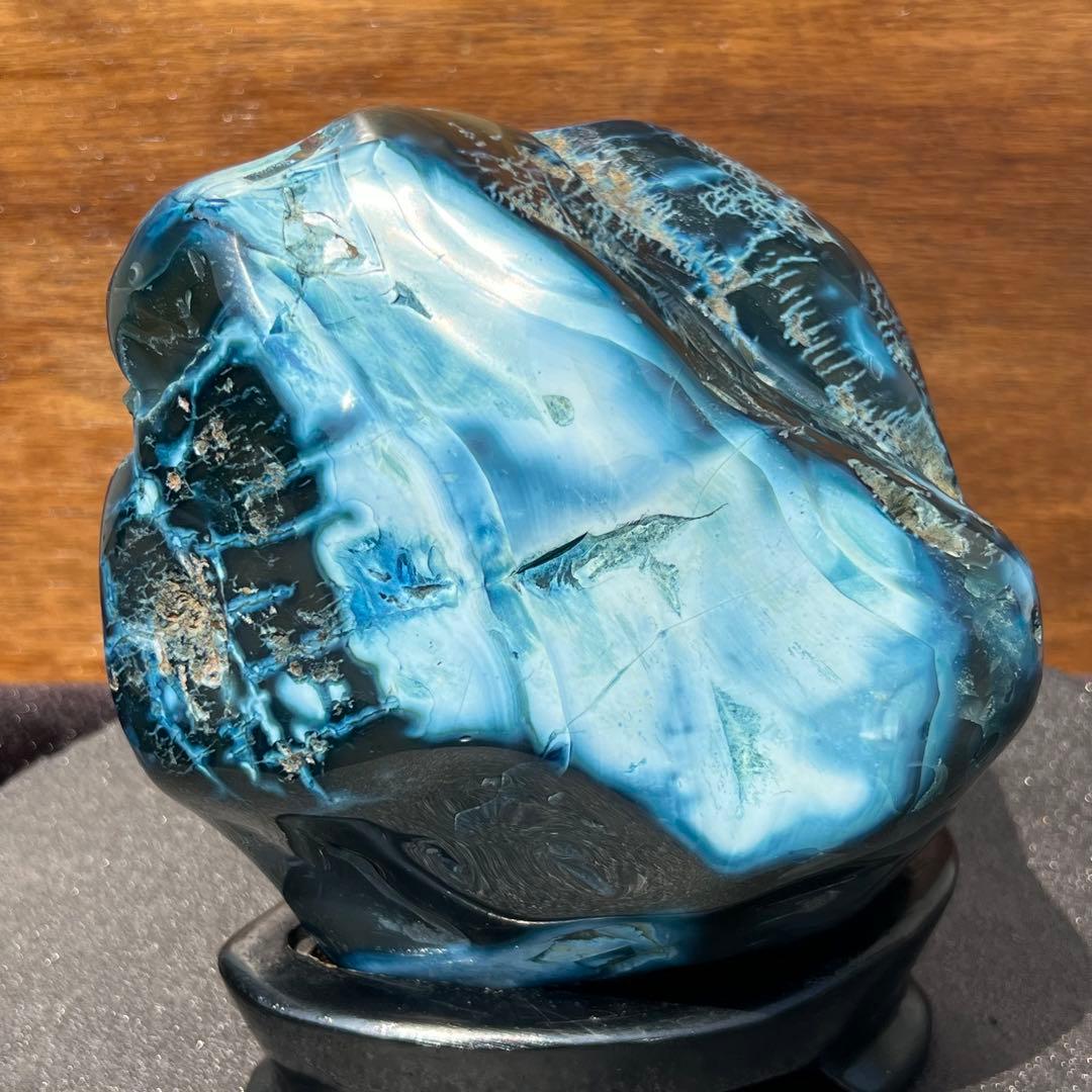 ✳️特大✨癒される色模様✨ブルーメノウ 青瑪瑙 原石 天然石 パワーストーン 置物