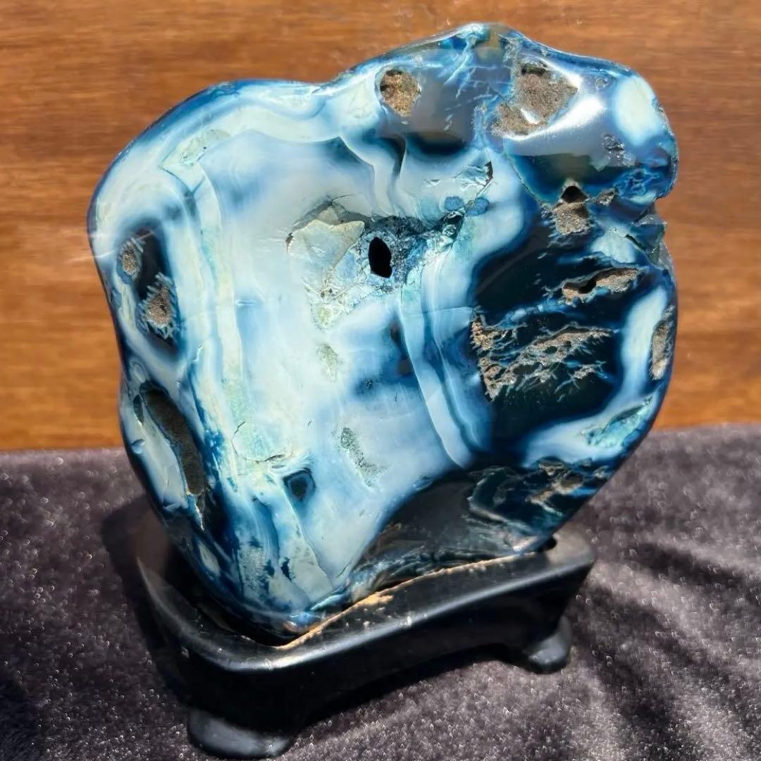 ✳️特大✨癒される色模様✨ブルーメノウ 青瑪瑙 原石 天然石 パワーストーン 置物