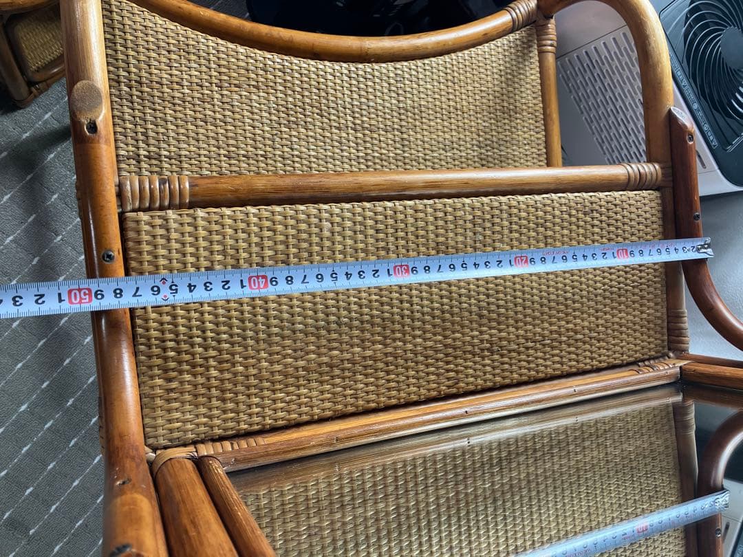 即購入不可　昭和レトロ×天然素材　籐製ミラー付きドレッサー＆スツールセット