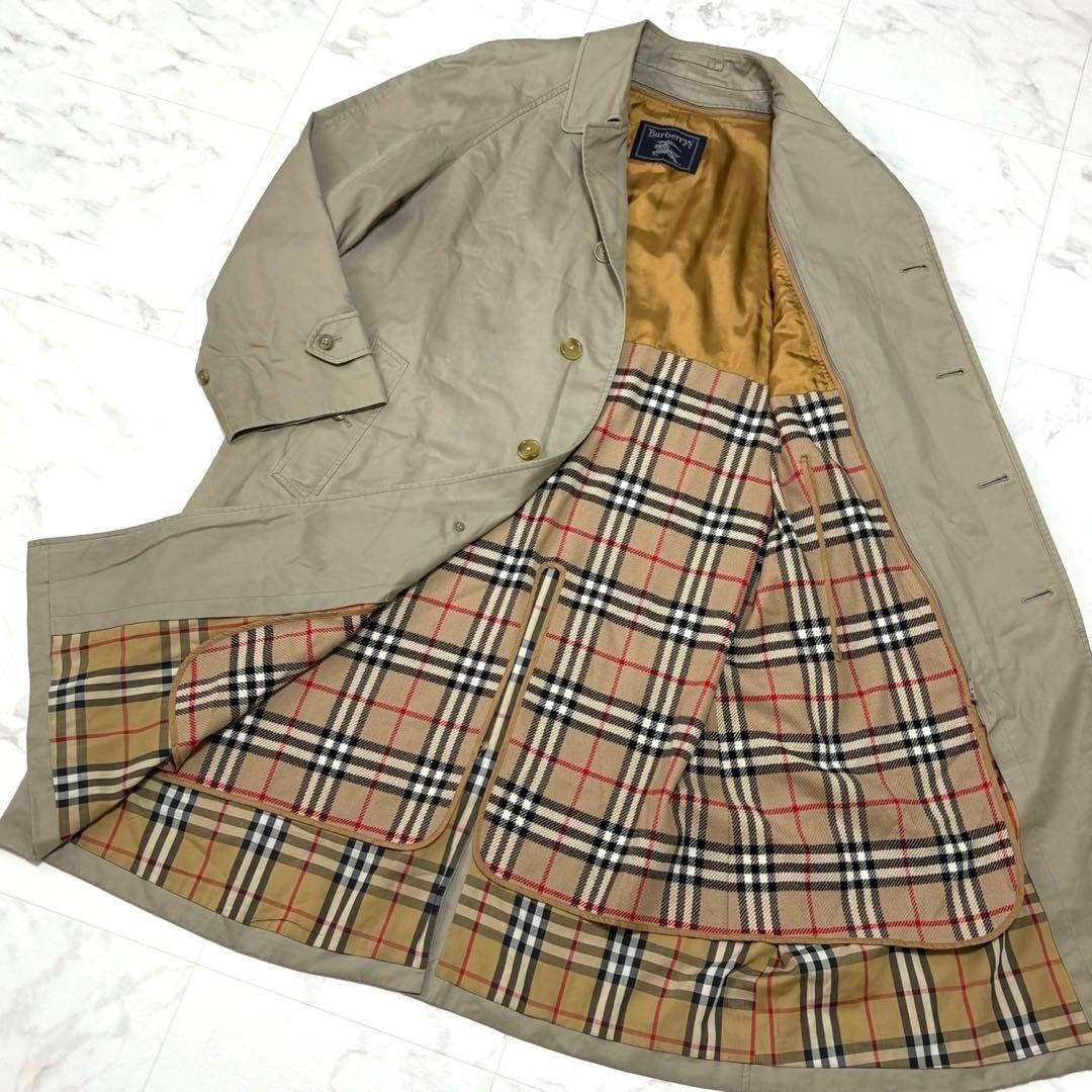 【XL相当】バーバリーズ ステンカラーコート カーキ ノバチェック ライナー付き