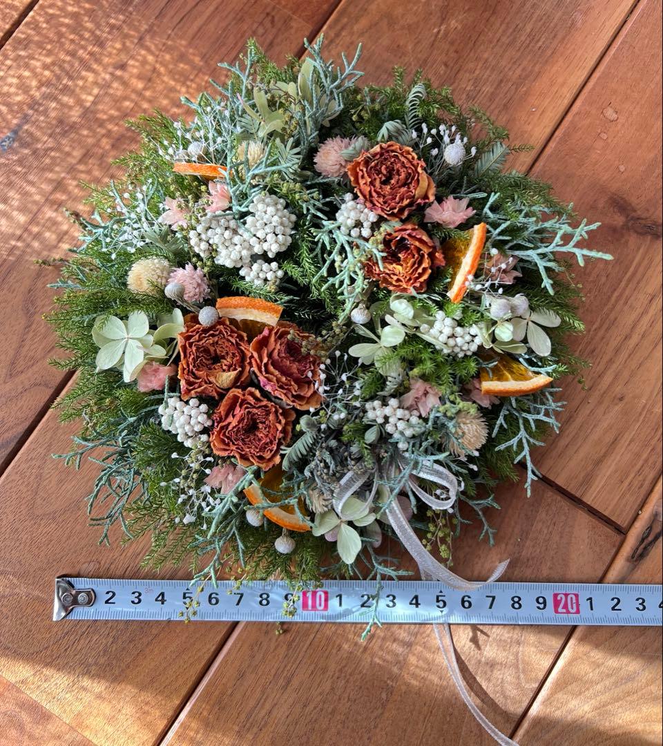 ナチュラル　ドライフラワー　リース　スプレーバラ　約20cm