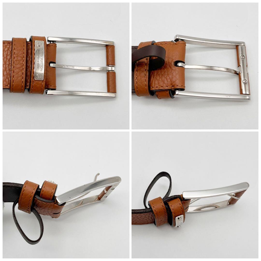 ルイヴィトン　サンチュール ポンヌフ　ベルト シルバー金具 95/38 茶色