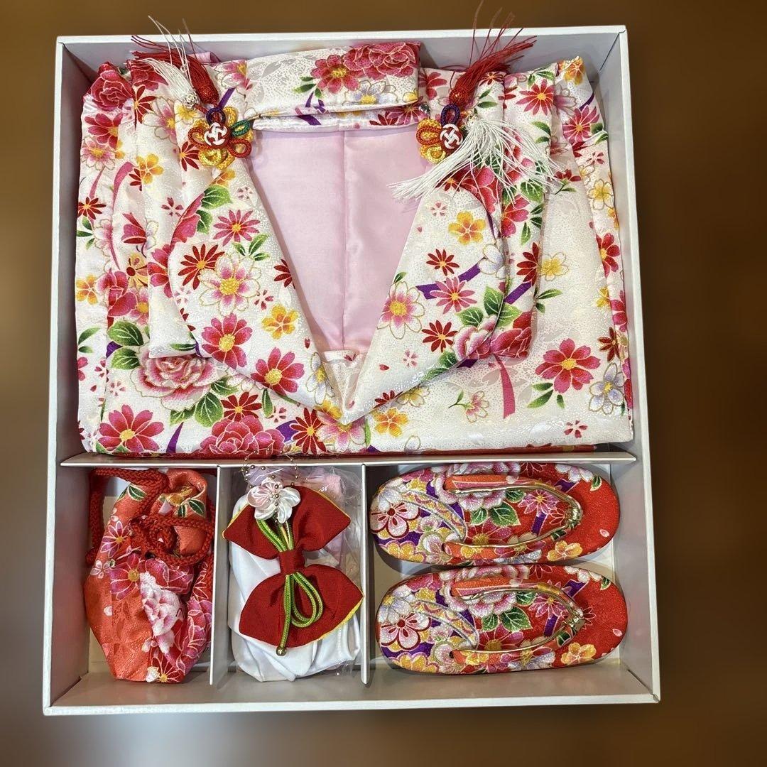 七五三 着物セット 赤 花柄　3歳　女の子