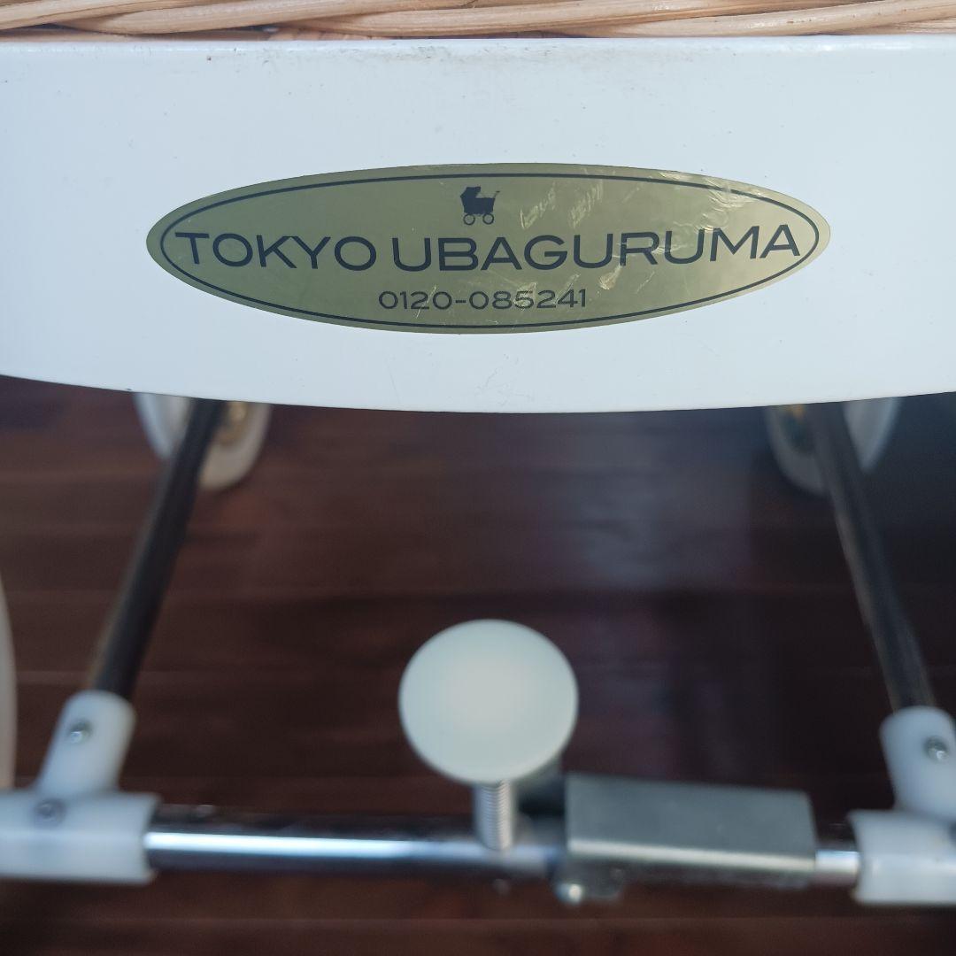 プスプス 東京乳母車 リバティプリント グリーン★フェンス付 ベビーカー 白車輪